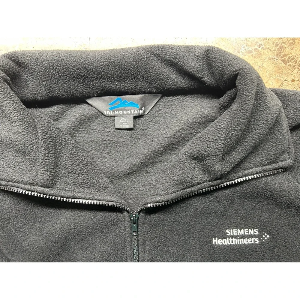 Tri-Mountain Mens Siemens Healthineers Fleece Jacket 3XLT Black Full Zip S7600